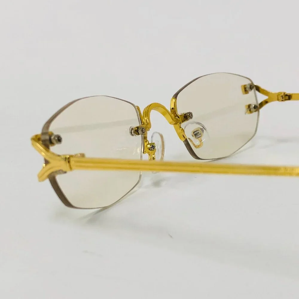 Sunglasses‎ Men Clear Lens Gold Frame Fashion Designer Eye Glasses Shades Small